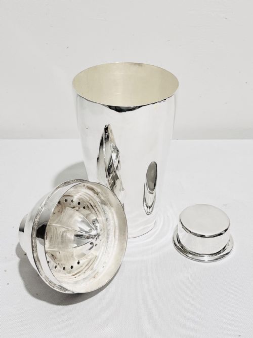 ART DECO SILVER PLATED COCKTAIL SHAKER WITH LEMON SQUEEZER C1930 - ADDITIONAL PHOTO 4