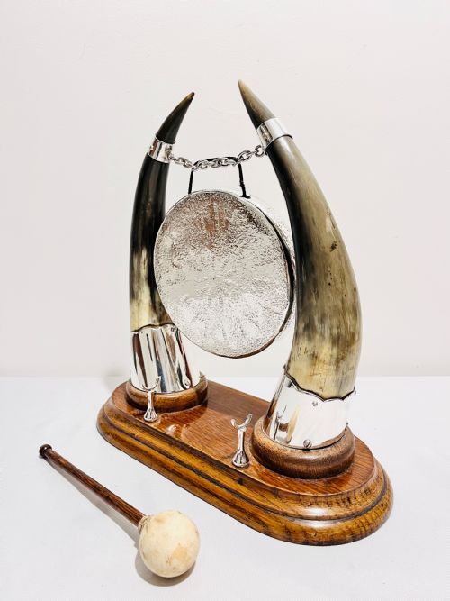 ANTIQUE SILVER PLATED DINNER GONG C1880 - ADDITIONAL PHOTO 2