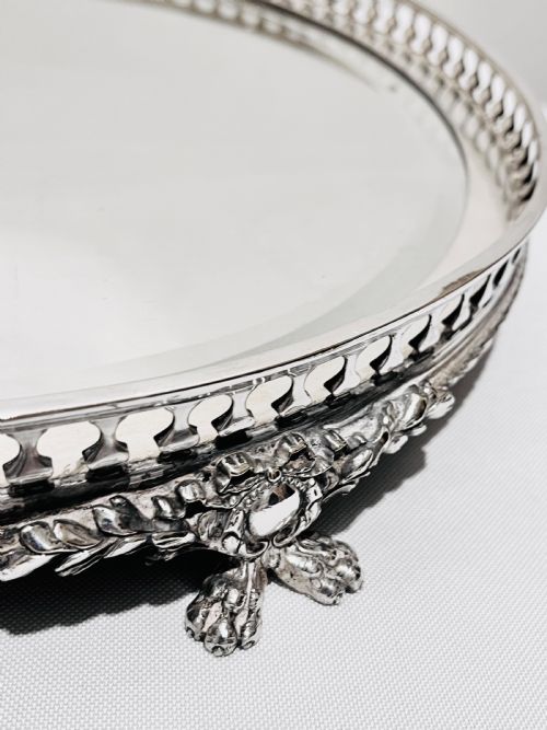 ANTIQUE SILVER PLATED MIRROR TABLE PLATEAU C1880 - ADDITIONAL PHOTO 2