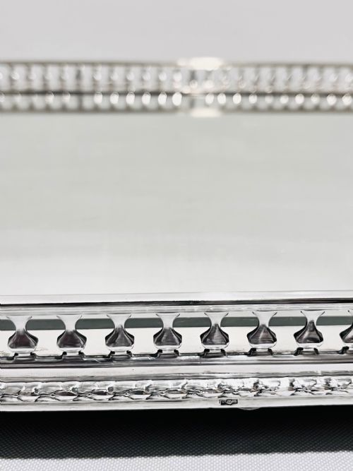 ANTIQUE SILVER PLATED MIRROR TABLE PLATEAU C1880 - ADDITIONAL PHOTO 3