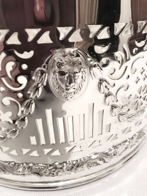 LARGE ANTIQUE SILVER PLATED MULTIPLE BOTTLE HOLDER OR PLANTER C1880 - ADDITIONAL PHOTO 1