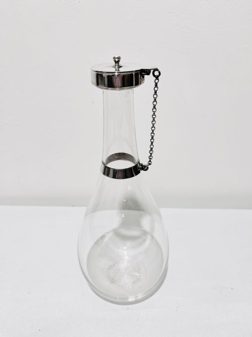 martin hall co antique glass and silver plated claret or liquor decanter - CATEGORY: ANTIQUE SILVER - DATED 1890