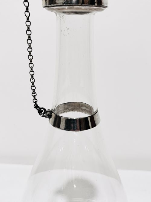 MARTIN HALL CO ANTIQUE GLASS AND SILVER PLATED CLARET OR LIQUOR DECANTER - ADDITIONAL PHOTO 2