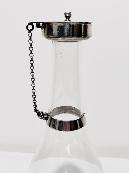 MARTIN HALL CO ANTIQUE GLASS AND SILVER PLATED CLARET OR LIQUOR DECANTER - ADDITIONAL PHOTO 3