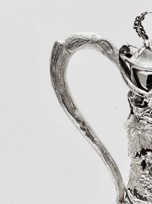 ANTIQUE C1880 SILVER PLATED AND CUT GLASS CLARET JUG - ADDITIONAL PHOTO 2