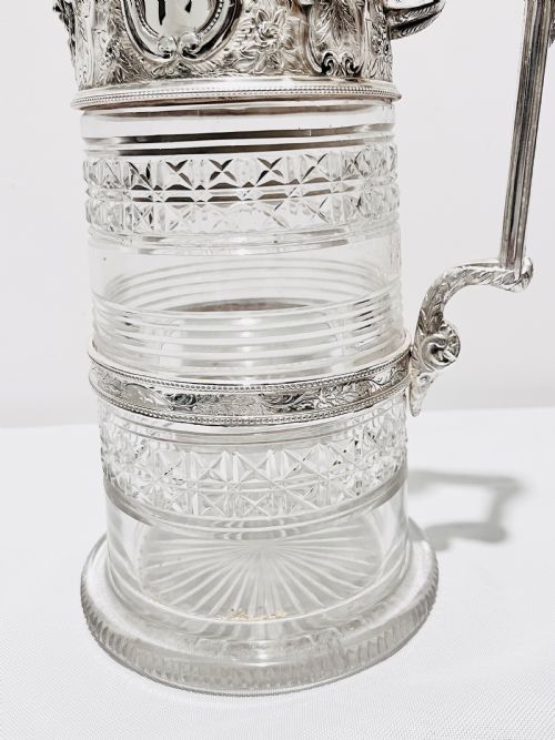 ANTIQUE SILVER PLATED AND CUT GLASS BEER OR LEMONADE JUG C1880 - ADDITIONAL PHOTO 4