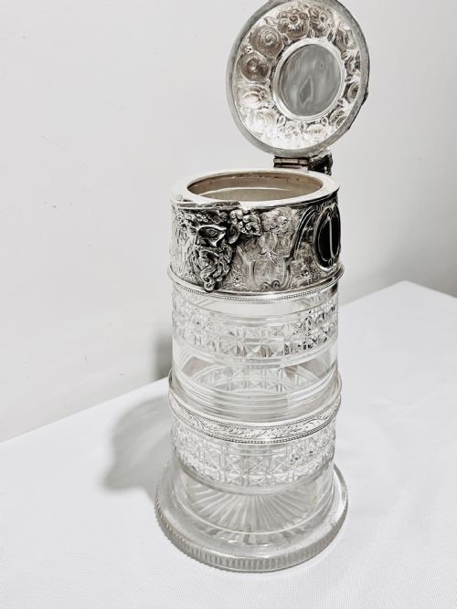 ANTIQUE SILVER PLATED AND CUT GLASS BEER OR LEMONADE JUG C1880 - ADDITIONAL PHOTO 6