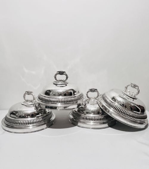 old sheffield silver plate set of 4 cloches c1830 - CATEGORY: ANTIQUE SILVER - DATED 1800