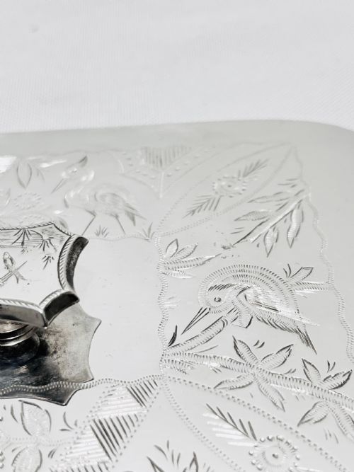 ANTIQUE C1880 SILVER PLATED AND CUT GLASS BISCUIT BOX - ADDITIONAL PHOTO 6