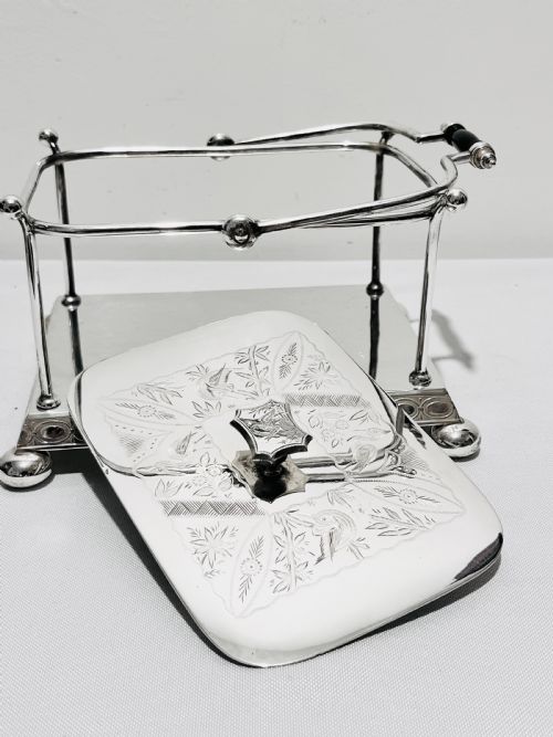 ANTIQUE C1880 SILVER PLATED AND CUT GLASS BISCUIT BOX - ADDITIONAL PHOTO 7