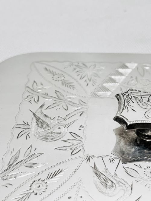 ANTIQUE C1880 SILVER PLATED AND CUT GLASS BISCUIT BOX - ADDITIONAL PHOTO 9