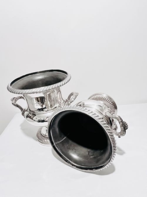 PAIR OLD SHEFFIELD SILVER PLATE WINE COOLERS C1830 - ADDITIONAL PHOTO 6