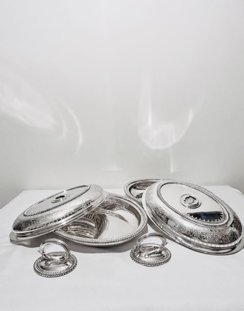 PAIR OF ANTIQUE SILVER PLATED ENTREE DISHES C1880 BY MARTIN HALL CO - ADDITIONAL PHOTO 4