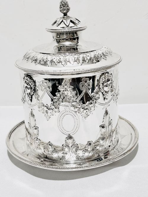 handsome silver plated biscuit box by martin hall co c1880 - CATEGORY: ANTIQUE SILVER - DATED 1880