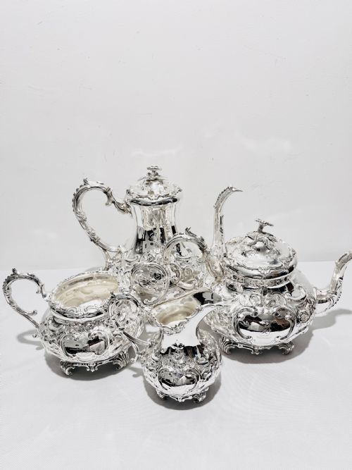victorian silver plated 4 piece tea and coffee set c1880 - CATEGORY: ANTIQUE SILVER - DATED 1880