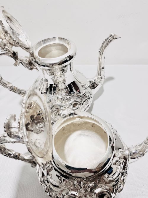 VICTORIAN SILVER PLATED 4 PIECE TEA AND COFFEE SET C1880 - ADDITIONAL PHOTO 6