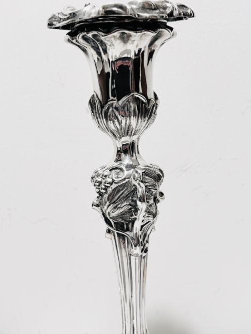 PAIR OF ANTIQUE SILVER PLATED CANDLESTICKS BY ELKINGTON COMPANY - ADDITIONAL PHOTO 2