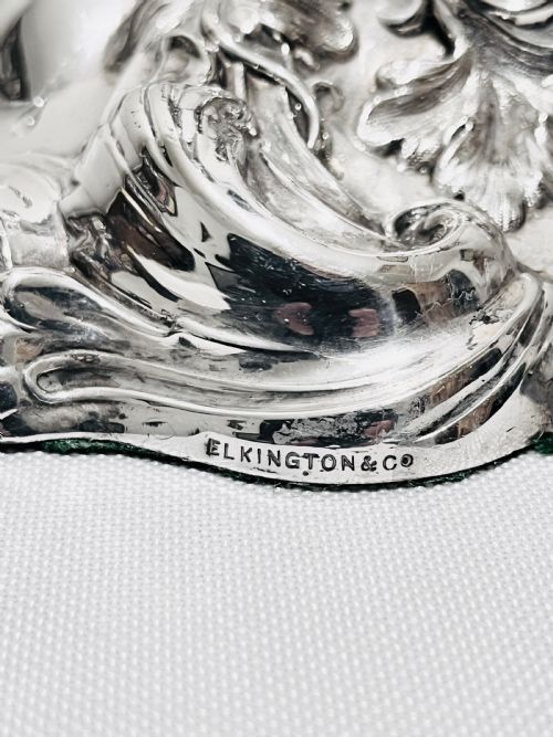 PAIR OF ANTIQUE SILVER PLATED CANDLESTICKS BY ELKINGTON COMPANY - ADDITIONAL PHOTO 6