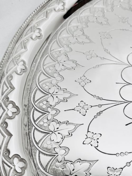 ANTIQUE SILVER PLATED SALVER C1880 BY WHYTOCK SONS DUNDEE SCOTLAND - ADDITIONAL PHOTO 3