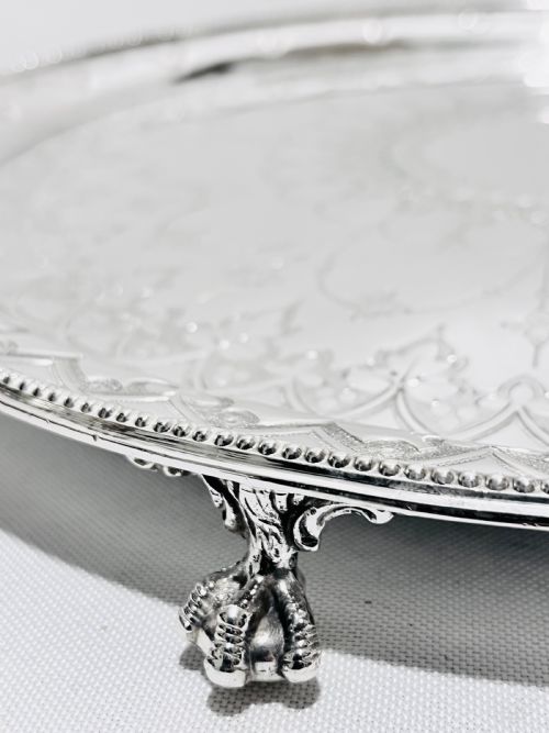 ANTIQUE SILVER PLATED SALVER C1880 BY WHYTOCK SONS DUNDEE SCOTLAND - ADDITIONAL PHOTO 4