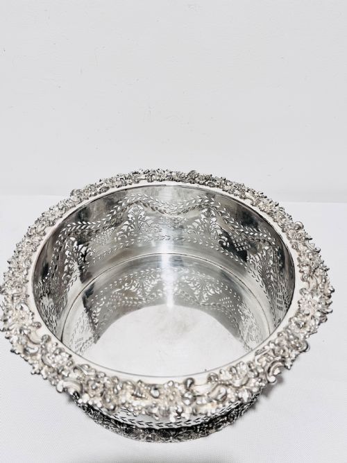 LARGE ANTIQUE SILVER PLATED MULTIPLE BOTTLE COASTER OR PLANTER C1900 - ADDITIONAL PHOTO 5