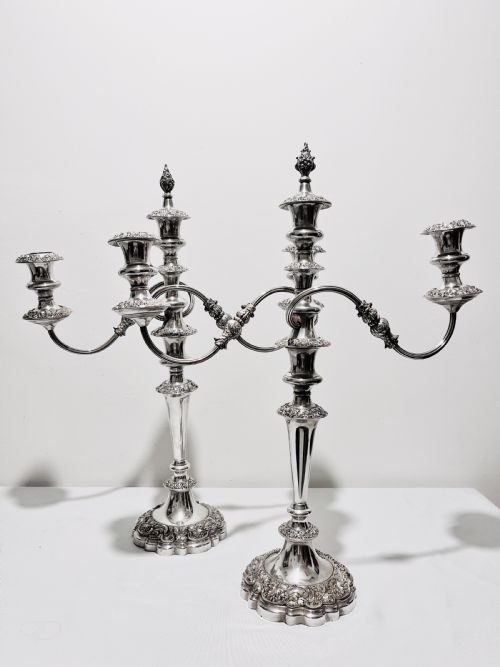 old sheffield silver plate pair candelabra c1830 - CATEGORY: ANTIQUE SILVER - DATED 1850