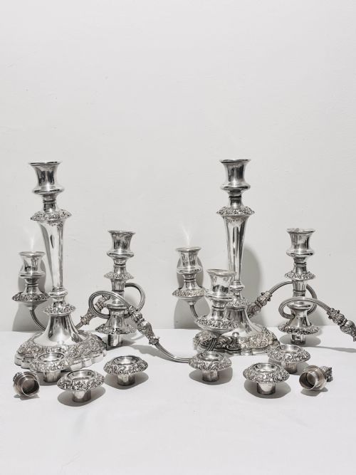 OLD SHEFFIELD SILVER PLATE PAIR CANDELABRA C1830 - ADDITIONAL PHOTO 4