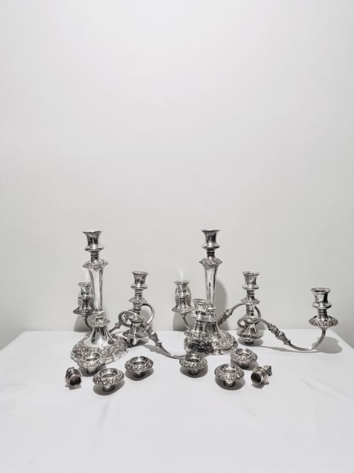 OLD SHEFFIELD SILVER PLATE PAIR CANDELABRA C1830 - ADDITIONAL PHOTO 5
