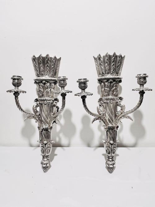 pair of antique silver plated wall candle holders c1900 - CATEGORY: ANTIQUE SILVER - DATED 1900
