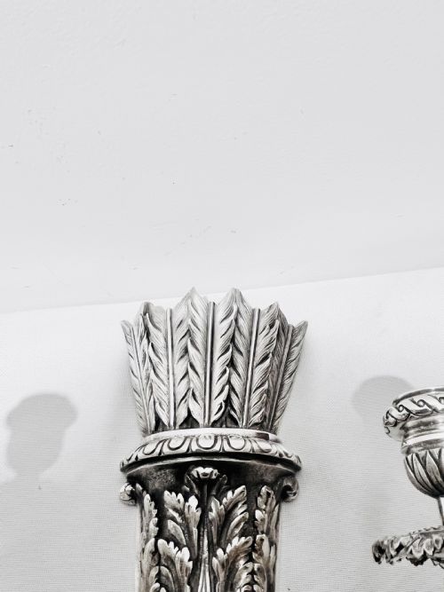 PAIR OF ANTIQUE SILVER PLATED WALL CANDLE HOLDERS C1900 - ADDITIONAL PHOTO 5