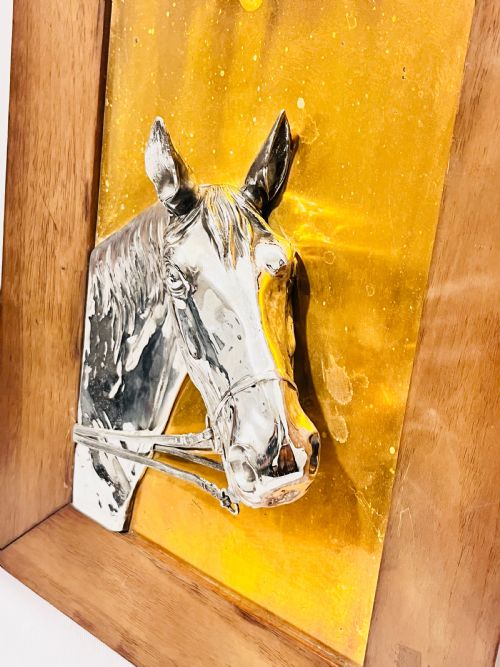 UNUSUAL MOUNTED HORSE NECK HEAD AND REINS WITHIN A FRAME C1940 - ADDITIONAL PHOTO 1