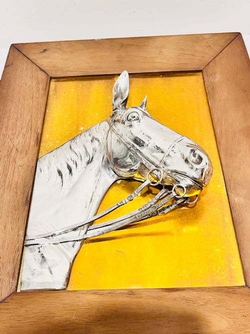 UNUSUAL MOUNTED HORSE NECK HEAD AND REINS WITHIN A FRAME C1940 - ADDITIONAL PHOTO 2