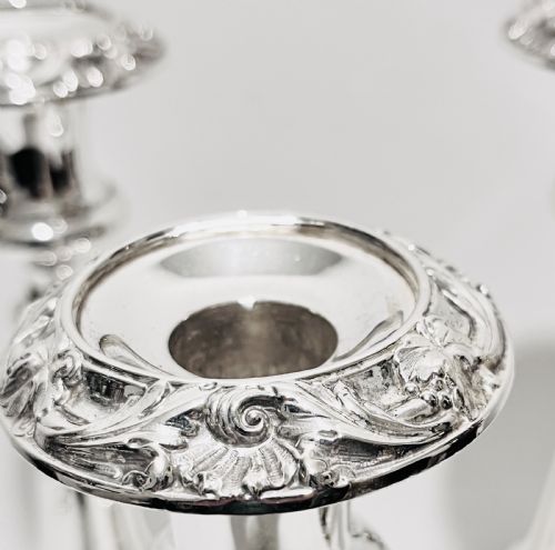 SET OF FOUR ANTIQUE SILVER PLATED CANDLESTICK C1880 BY GR COLLIS CO - ADDITIONAL PHOTO 2