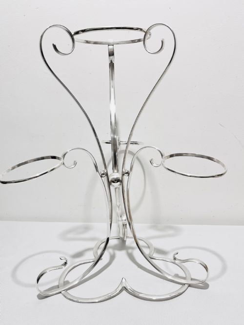 ANTIQUE SILVER PLATED FLOWER POT STAND WITH ROYAL WORCESTER POTS C1910 - ADDITIONAL PHOTO 1