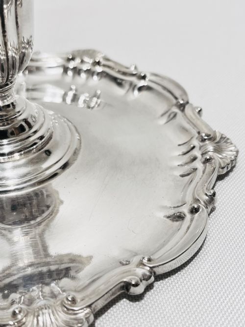 SET OF 4 MATCHING ANTIQUE SILVER PLATED CHAMBER STICKS C1880 - ADDITIONAL PHOTO 2