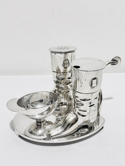 victorian c1880 antique silver plated novelty cruet of equestrian interest - CATEGORY: ANTIQUE SILVER - DATED 1880