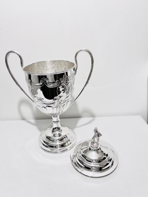 ANTIQUE SILVER PLATED FOOTBALL TROPHY C1910 - ADDITIONAL PHOTO 4