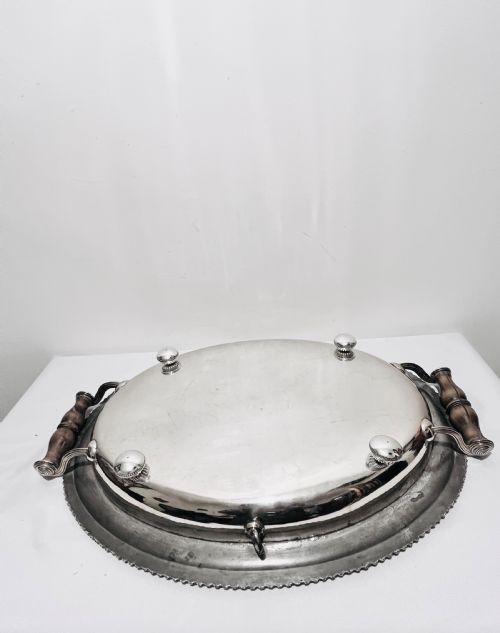 OLD SHEFFIELD PLATE C1840 MEAT DOME COVER PLUS ORIGINAL WARMING BASE - ADDITIONAL PHOTO 5