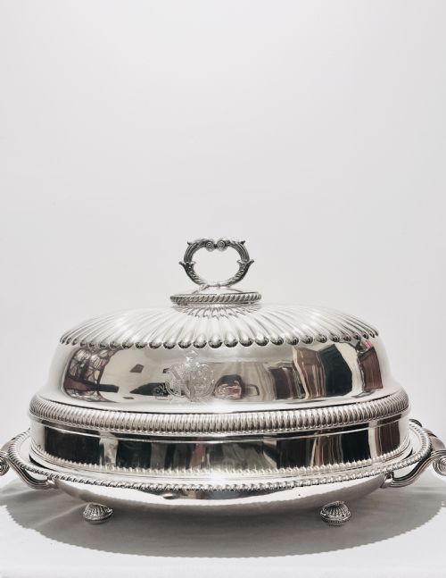 OLD SHEFFIELD PLATE C1840 MEAT DOME COVER PLUS ORIGINAL WARMING BASE - ADDITIONAL PHOTO 7