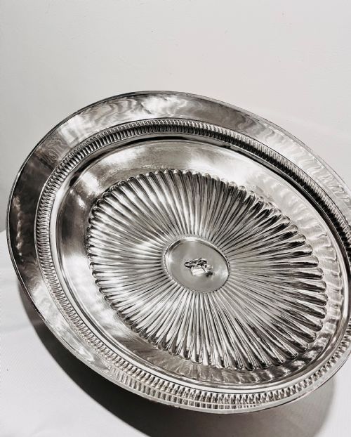 OLD SHEFFIELD PLATE C1840 MEAT DOME COVER PLUS ORIGINAL WARMING BASE - ADDITIONAL PHOTO 9