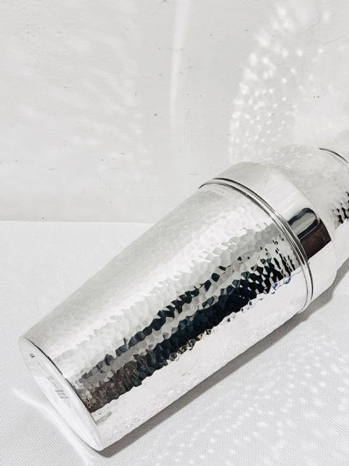 ANTIQUE SILVER PLATED COCKTAIL SHAKER BY MAPPIN WEBB WITH JUICER - ADDITIONAL PHOTO 1