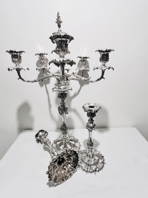 ANTIQUE CAST CANDELABRA SUITE BY ELKINGTON CO C1880 - ADDITIONAL PHOTO 1