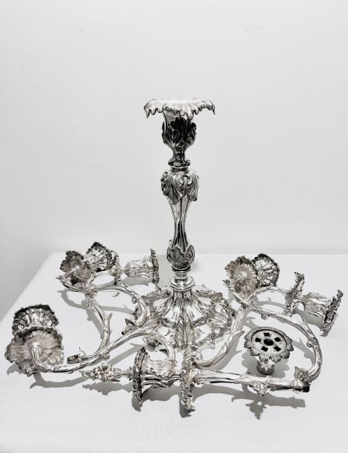 ANTIQUE CAST CANDELABRA SUITE BY ELKINGTON CO C1880 - ADDITIONAL PHOTO 2