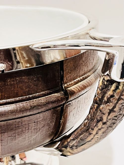ANTIQUE SILVER PLATED AND OAK SALAD BOWL WITH ANTLER HANDLES - ADDITIONAL PHOTO 1