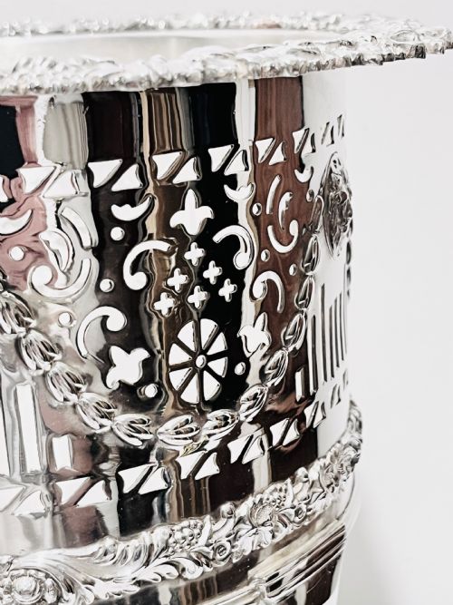 PAIR OF ANTIQUE SILVER PLATED PLANTERS OR WINE BOTTLE STANDS C1890 - ADDITIONAL PHOTO 4