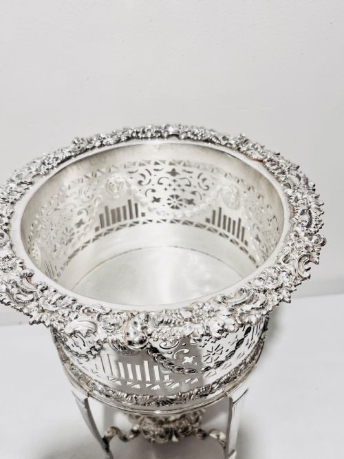 PAIR OF ANTIQUE SILVER PLATED PLANTERS OR WINE BOTTLE STANDS C1890 - ADDITIONAL PHOTO 5