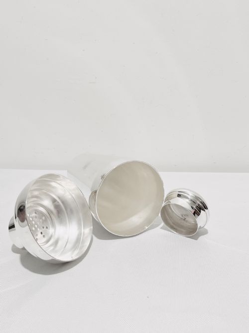 ANTIQUE SILVER PLATED COCKTAIL SHAKER BY ERCUIS OF FRANCE C1920 - ADDITIONAL PHOTO 1
