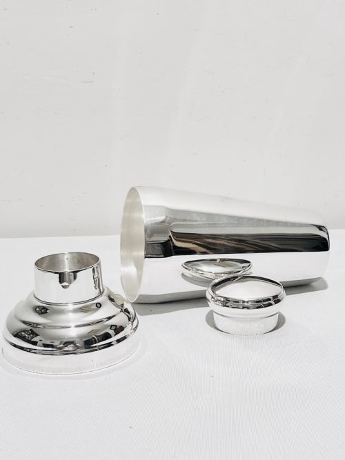ANTIQUE SILVER PLATED COCKTAIL SHAKER BY ERCUIS OF FRANCE C1920 - ADDITIONAL PHOTO 2
