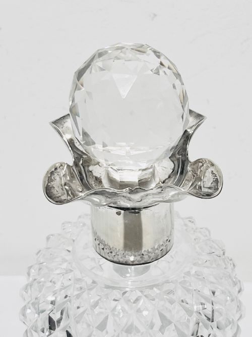 ANTIQUE SILVER PLATED AND CUT GLASS NOVELTY DECANTER IN THE FORM OF A SCOTTISH THISTLE - ADDITIONAL PHOTO 2