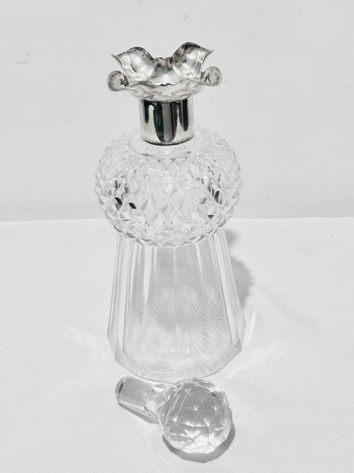ANTIQUE SILVER PLATED AND CUT GLASS NOVELTY DECANTER IN THE FORM OF A SCOTTISH THISTLE - ADDITIONAL PHOTO 3